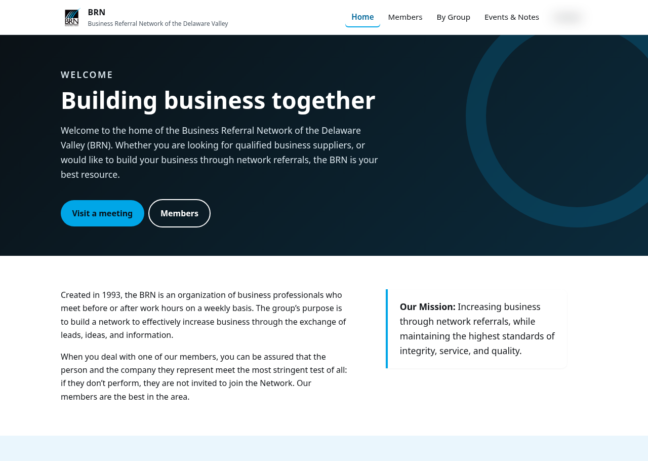 Business Referral Network home page on desktop